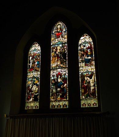 and has several beautiful stained glass windows